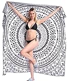 Mikrofaser Strandtuch Böhmisch Partner Familie Groß 183 x 183 cm - XXL Sandabweisendes Schnelltrocknend Strandtücher Dünn Leicht, Weiß Handtuch Strand, Erwachsene Beach Towel Männer Damen