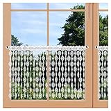 Scheibenhänger Fadengardine Jula Plauener Spitze Scheibengardine mit Ornamenten weiß 45 cm hoch