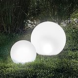 Solar multicolor Leuchtkugel 2er Set 20 und 30 cm - 7 Lichtfarben Dauerlicht oder Wechsellicht - 8 Std. - Solarmodul 0,5 Wp - Solarleuchte esotec 102613