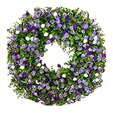 chiphop Buchsbaum Girlande Vielseitige Dekoration, bunter Cottage-Kranz, langlebig und stabil, schöner künstlicher Frühlings- und Sommerkranz Kranz Groß (Purple, One Size)