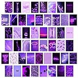 50 violette ästhetische Bilder für Wandcollage, Neon Collage Druckset, Euphoria Raumdekoration für Mädchen, Wandkunstdrucke für Zimmer, Schlafsaal Foto Display, VSCO Wall Poster für Schlafzimmer