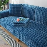 PRMTYUP Sofabezug aus Samt, rutschfest Sofaschutz, rutschfest Sofaüberwurf in L-Form, Ecksofa Schutzdecke, Sofaschutz Hundekratzer Schutzkat,A,90x210cm