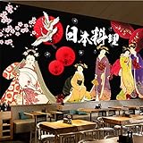 DEKii Tapete Fototapete 3D Benutzerdefinierte Wandtapete 3D authentische japanische Küche Sushi Sashimi dunkelblauer Hintergrund Tapete 3D Restaurant Industriedekor