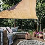 HAIKUS Sonnensegel 5x5x7m Dreieckig Rechtwinklig Premium HDPE Sand, Wasserdurchlässig Sonnenschutz für Garten Balkon und Terrasse, mit Ösen und Befestigungsseile, Dreieck 5x5x7