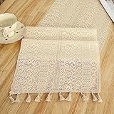 DUAE Table Runner,Tischläufer Im Europäischen Stil Romantischer Hochzeits-Tischläufer Blumen-Spitzen-Tischläufer Für Küche Esszimmer Brautparty Hochzeitsfeier 35 X 180 cm (13 X 70 Zoll)