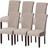 KELUINA Moderne Stuhlhussen 1er/2er/4er/6er Set, Stretch Stulhhussen Schwingstuhl Elastisch Abnehmbarer Waschbarer Universal Stuhlbezug für Hotel Bankett Hochzeit Party Deko (Khaki,6 Stück)