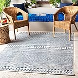 Surya Prague Outdoor Teppich wetterfest - In & Outdoorteppich für den Balkon, Terrasse, Garten - Outdoor Teppich Boho, Teppich für den Außenbereich, pflegeleichter Balkon Teppich, 130x180cm in Blau