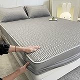 Boxspringbett Spannbettlaken35 * 79inch, kühle Sommer-Latex-Bettlaken, Bedruckte Cartoon-Eisseide-Tagesdecke für Schlafzimmer für Jungen und Mädchen, hellgrau