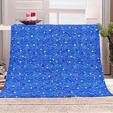 JYDQM 150x200cm Fleecedecke Überwurf Decke abstrakte Blaue Linien Überwurfdecken für Couch Sofa Bett weiche leichte Flanell-Plüsch-kuschelige Decken und Überwürfe für Kleinkinder und Kinder