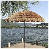 NOALED Mehrzweck-Sonnenschirm für den Garten, hawaiianischer Strohschirm 2 m, 45 ° neigbar, runder Terrassenschirm, wasserdichter Sonnenschirm für den Außenbereich, Sonnenschirm für Rasen