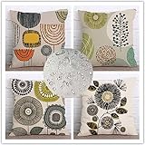 Outdoor Wasserdicht Kissenbezug 30x30cm 4er Set Sofakissen Blume Dekokissen Platz Modern Kissenbezüge Sofa Dekorativ Kissen Leinen Kissenhülle für Garten Auto Wohnzimmer Bett Deko Kissen Z-8360