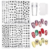 8 Blätter Nagelsticker Blumen Selbstklebend, Unregelmäßig Geformt Nail Art Sticker Dekoration Nageldesign Zubehör, Nageldeko DIY Nail Tips