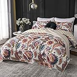 Quilted Bedspread Throw Comforter Super King Size Colored Reversible Cotton Quilt Double Coverlet 230x250cm Bedding Comforter Set with 2 Pillowcase 50x70cm