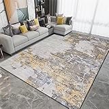 RUGMRZ Teppich Eingangsbereich Area Rug Minimalisti scher Wohnzimmer Teppich grau-gelbe Dekoration super weich und rutsch fest Sofa Set Wohnzimmer 170 x 240 cm