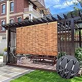 Lichtfilternde Sonnenschutz Rollos,Bambus Sichtschutz Jalousien UV,Natürliches Schilfrollo Sichtschutz Sonnenblende,Atmungsaktiv,Rollos Sichtschutz,for Wall Decoration, Outdoor, Patio, Door, Adjusted