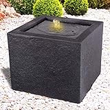 Gartenbrunnen Brunnen Zierbrunnen Zimmerbrunnen Springbrunnen Brunnen mit LED-Licht 230V Wasserfall Wasserspiel für Garten, Gartenteich, Terrasse, Balkon (Basalt MODERNA mit LED-Licht - 230V)