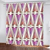 ARMOQ Vorhänge Blickdicht Mit Ösen Dreieck Lila Kunstgeometrie 140X175Cm 3D Vorhänge Blickdichte Perforierte Vorhänge Thermische Vorhänge Lichtblockierende Fenster Behandlungen Energiesparend Für Jung