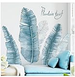 SAIMEYI - Blaue Wandaufkleber.Wandbilder:91cm Breit X 75cm Hoch Bananenblatt-Muster Wandtattoo Wohnzimmer Modern Für Küche Schlafzimmer Badezimmer Flur Möbel Aufkleber