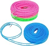 3 Stück Winddichte Wäscheleine rutschfeste Wäscheleine Nylon-Wäscheleine Tragbar Reisewäscheleine für Camping Outdoor Indoor Reise