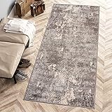 Carpeto Rugs Modern Läufer Flur Teppich Abstrakt Muster - Kurzflor Teppichläufer für Flur, Küche, Schlafzimmer, Esszimmer - Flurläufer in Versch. Größen und Farben - Grau 70 x 300 cm