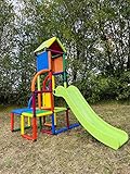 move and stic Toni Spielturm/Spielhaus Kletterturm mit Rutsche für Kleinkinder für Kinderzimmer oder Spielzimmer genauso geeignet wie im Garten