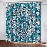 Thermo Vorhänge Hitzeschutz Blickdicht Mit Ösen Mandala-Kunstblumen 200X214Cm Vorhang Verdunkelung Gardinen Wohnzimmer Kinderzimmer Junge Mädchen Lichtundurchlässige Abdunkelnde Vorhänge