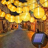 Lezonic Solar Lichterkette Lampion Außen, 8 Meter 30 LED Laternen 8 Modi Wasserdicht Beleuchtung für Garten, Balkon, Hof, Hochzeit,Weihnachten,Party Deko (Warmweiß) [Energieklasse A+++]