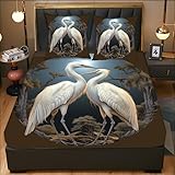 POEMAX Spannbettlaken Bettlaken 140×200×30cm Bettwäsche Feenkranich Boxspringbett Bed Gummizug Kinder Babybett Tagesdecke Für Jungen Bettwäsche Sommer Hautfreundlich Matratzenbezug