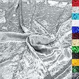 TOLKO 10m Pannesamt Meterware | Stretch Samt für Vorhänge Gardinen Bühne Kostüm Samtkleid Rock | Stoffe zum Nähen Dekorieren glänzender Samtstoff Dekostoff 145cm breit (Silber)