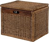 Hoher Korb mit Deckel Rattan Geflochten Farbe Vintage Braun, Regalkorb, Aufbewahrungsbox