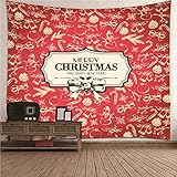 BCughia Wandtuch 200x200cm, Wandbehang Rot Polyester Weihnachtsmuster Wandbehang 79' x 79' Wanddeko Geschenk