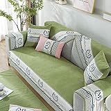 Homeen sofaläufer,sofaschoner ecksofa,Hahnentritt-Stoff Sofa Schonbezug, 2/3/4 Sitzer Couch Schonbezug, Wohnzimmer Ledercouch Protector, Festival Sofa Dekor-Tee grün_110 * 110 cm