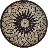 andiamo Teppich Stampa Digitaldruck Flechtmotiv für Wohnzimmer Esszimmer Flur 100 cm rund Natur-schwarz