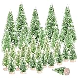 30 Stück 4 Größen Künstlicher Weihnachtsbaum Miniatur Klein Tisch Christmasbaum Mini Grün Tannenbaum mit Schnee-Effek Mini Weihnachts Baum Dekoration Geschenk Tischdeko, DIY, Schaufenster