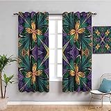 SPADEACES 2Er Set Verdunkelungsvorhang 3D Druck Ölgemälde Bunte Blumen Muster Vorhänge Blickdicht 234X230Cm (BxH) Gardinen Wohnzimmer Kinderzimmer Ösenvorhang Fensterdekoration Blickdichter