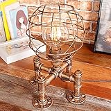 HZH Kleine schwarze Tischlampe Wasserpfeifen-Tischlampe, amerikanische Retro-Bar-Café-Dekorationslampe Persönlichkeit einfacher industrieller Stil kreative Schlafzimmer-Nachttischlampe (Farbe: Gold)