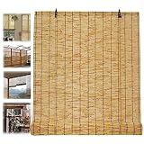EMISOO Hängende Bambus Rollos Holzrollo Jalousine Für Fenster Schilf Vorhang Veranda Sichtschutz Innen Außen Rollläden Blickdicht Retro Raffrollos 100/120/150/200x200cm (Size : 100 * 100cm)