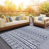 SHACOS Outdoor Teppich Wetterfest 150x240cm Camping Teppich Outdoor Kunststoff Außenteppich Balkon Teppich Wasserfest Modern Gartenteppich Terrassenteppich Outdoor Teppich für Balkon, Garten - Blau