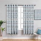 Vorhang Blickdicht 3D Blaue Geometrische Strichzeichnungen Muster Ösenschal - 2 Stücke Verdunklungsvorhänge Mit Ösen Kinderzimmer Schlafzimmer Schallschutz Vorhang Verdunkelung Gardinen 234X230Cm