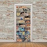 Fototapete Selbstklebend Farbige Steinwand Backsteinmauer 95 X 215 Cm 3D Türaufkleber Türtapete Selbstklebend Türposter Selbstklebende 3D Tür Wandbilder Aufkleber Diy Tapete Tü - Junge Mädchen Zimmer