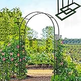 Robuste Gartenbögen für den Außenbereich, Metall-Rosenbogen, Laube, Kletterpflanzen, Stütze, Blumenständer, Torbogen für Garten, Rasen, Hochzeitsdekoration, Schwarz, 210 x 240 cm (Dunkelgrün 1,5