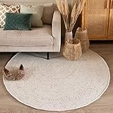 FRAAI | Home & Living Wollteppich Rund - Wise Grau Meliert 367 - Ø 150cm - Wolle - Flachgewebe - Uni - Skandinavisch - Wohnzimmer, Esszimmer, Schlafzimmer - Carpet