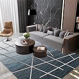DJHWWD Teppich rutschfest Zimmer Teppich Teppich Dekoration Blau Verwischen Sie Das Unordentliche Streifen Muster Esszimmer 80X160Cm Teppich Für Schlafzimmer Blau
