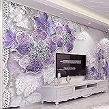 DEKii 3D Selbstklebende Tapete Moderne Einfache Handgemalte Violette Pfingstrose Blumentapeten TV Sofa Hintergrund 3D Tapete Kleister Dekoration Wandbilder Die Wand