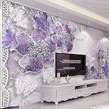 DEKii 3D Selbstklebende Tapete Moderne Einfache Handgemalte Violette Pfingstrose Blumentapeten TV Sofa Hintergrund 3D Tapete Kleister Dekoration Wandbilder Die Wand