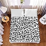 Chickwin Mikrofaser Spannbettlaken,3D Drucken Spannbetttuch Steghöhe bis 30cm,Boxspringbett Spannbetttuch Weiche Atmungsaktivem für Kinder und Erwachsene (Weißer Leopardenmuster,180x200x30cm)