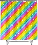 Duschvorhang, wasserdicht, schmutzabweisend, for Badezimmer, 3D-Regenbogen-Druck, Polyester, waschbar, schnell trocknend (Size : 90x180cm)