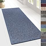 KARAT Teppich Läufer für Küche, Flur & Wohnraum - Teppichläufer auf Maß - Meterware - Flurteppich - Küchenläufer - Wohnzimmer Teppich (80 x 200 cm, Ponto - Blau)