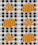 Herbst-Tischsets, 6 Stück, Kürbis, Ahornblatt, Büffelkariert, Tischset, Esstischset, saisonale Urlaub, Zuhause, Küche, Tischdekoration, 30,5 x 40,6 cm