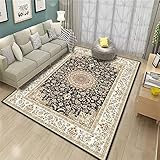 RUGMRZ Esszimmer Teppich Flickenteppich Waschbar Klassischer Teppich schwarz Blumen Dekoration rechteckige Schlafzimmer Zubehör Schall Isolierung Mobel Fur Wohnzimmer 60X90CM